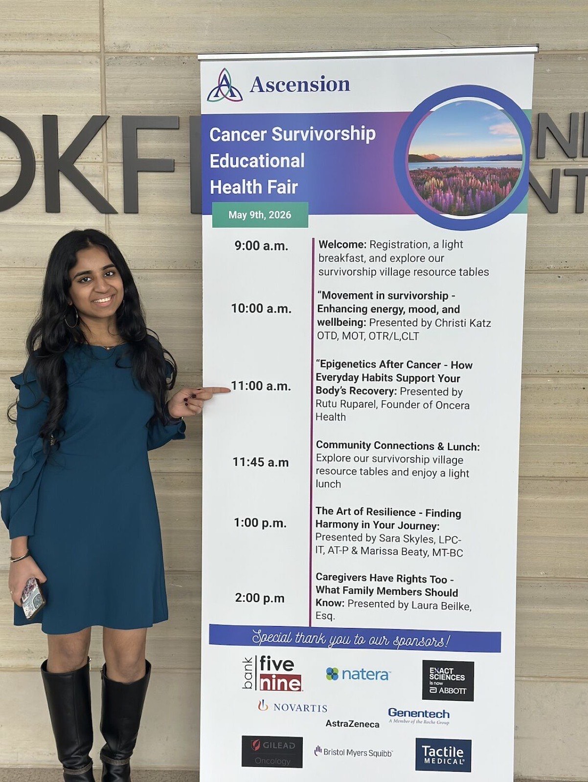 The event agenda showing Rutu Ruparel's epigenetics session at 11:00 AM