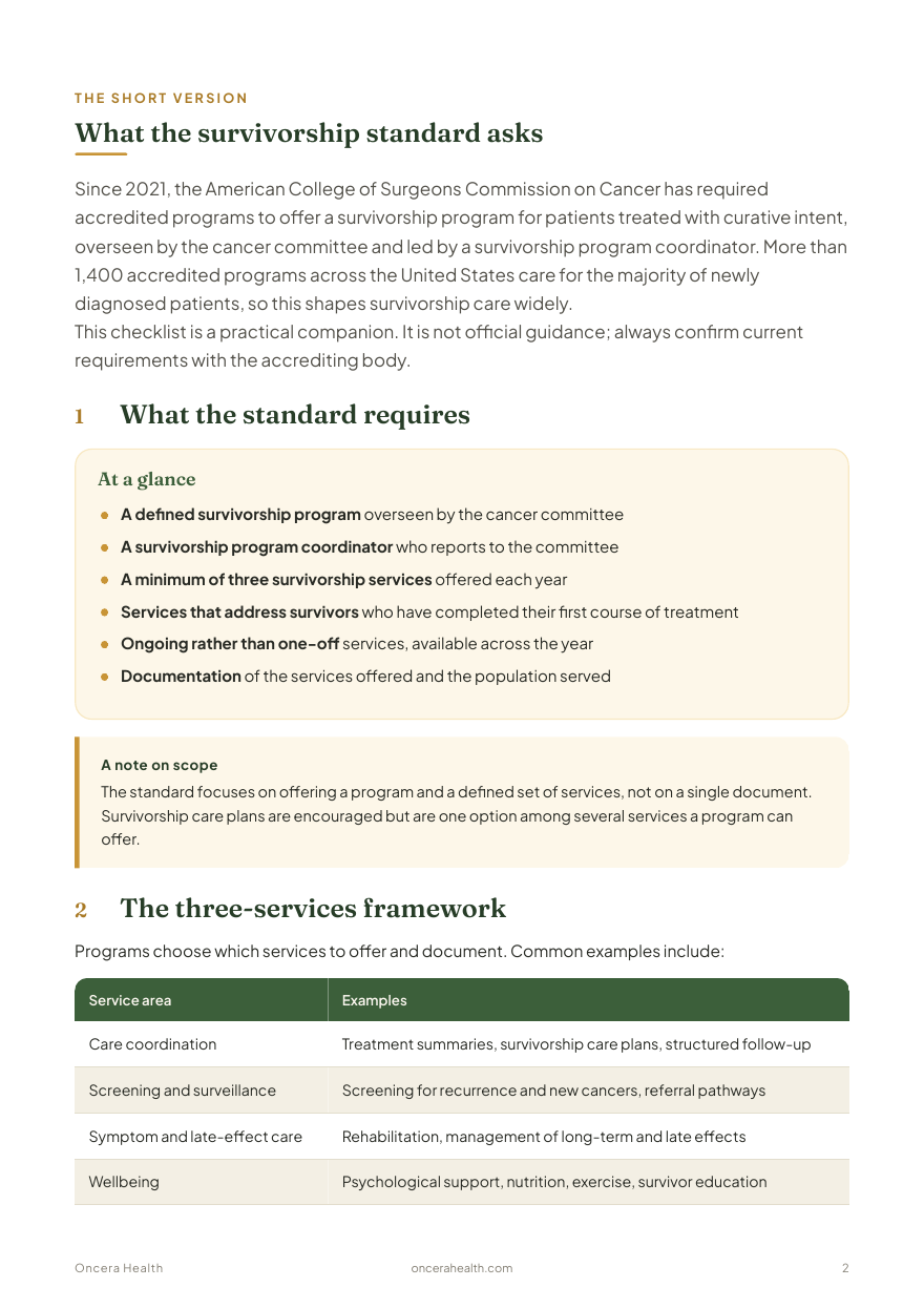 An interior page of the Free CoC Standard 4.8 readiness checklist guide