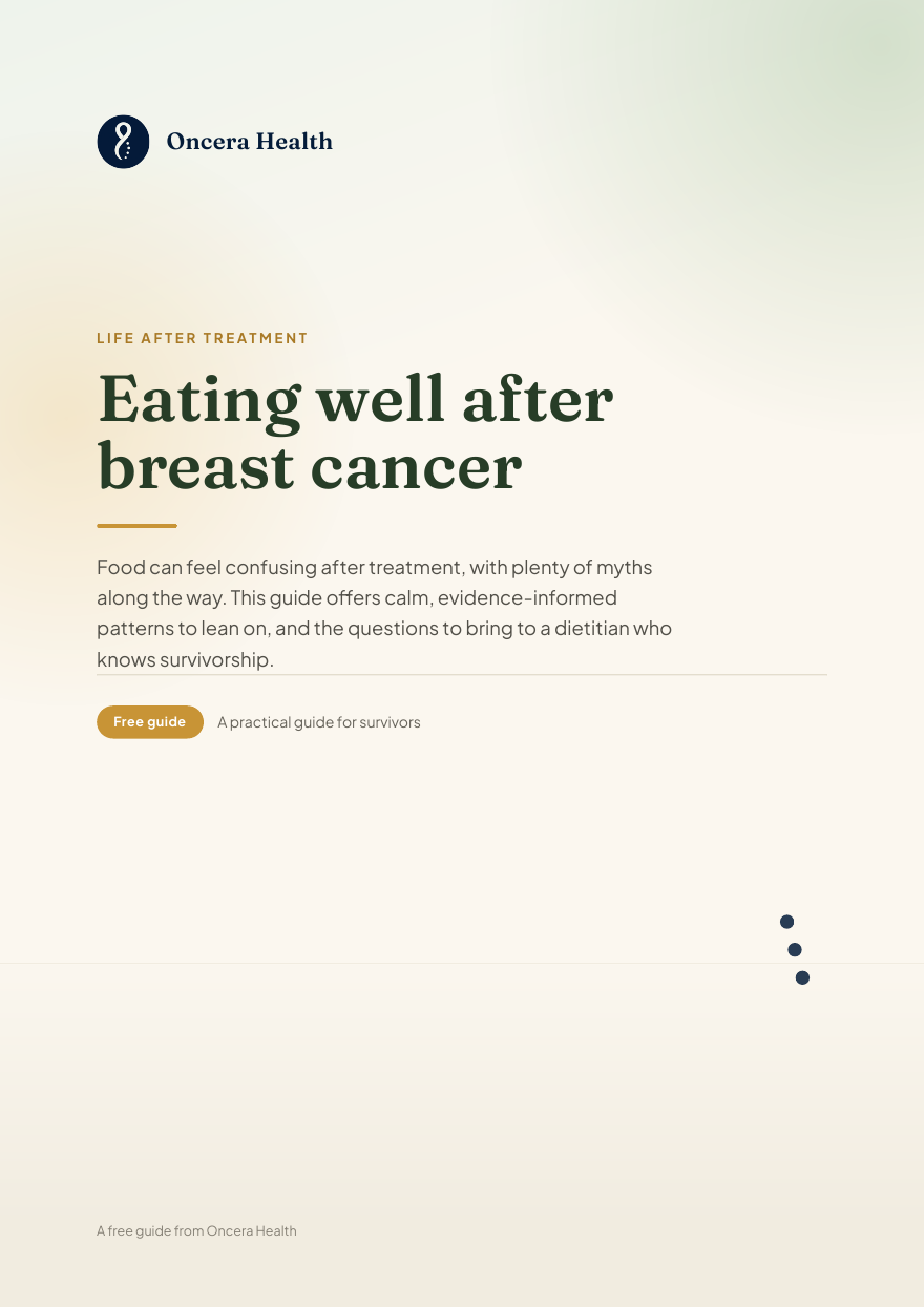 Cover of the Free nutrition guide after breast cancer guide