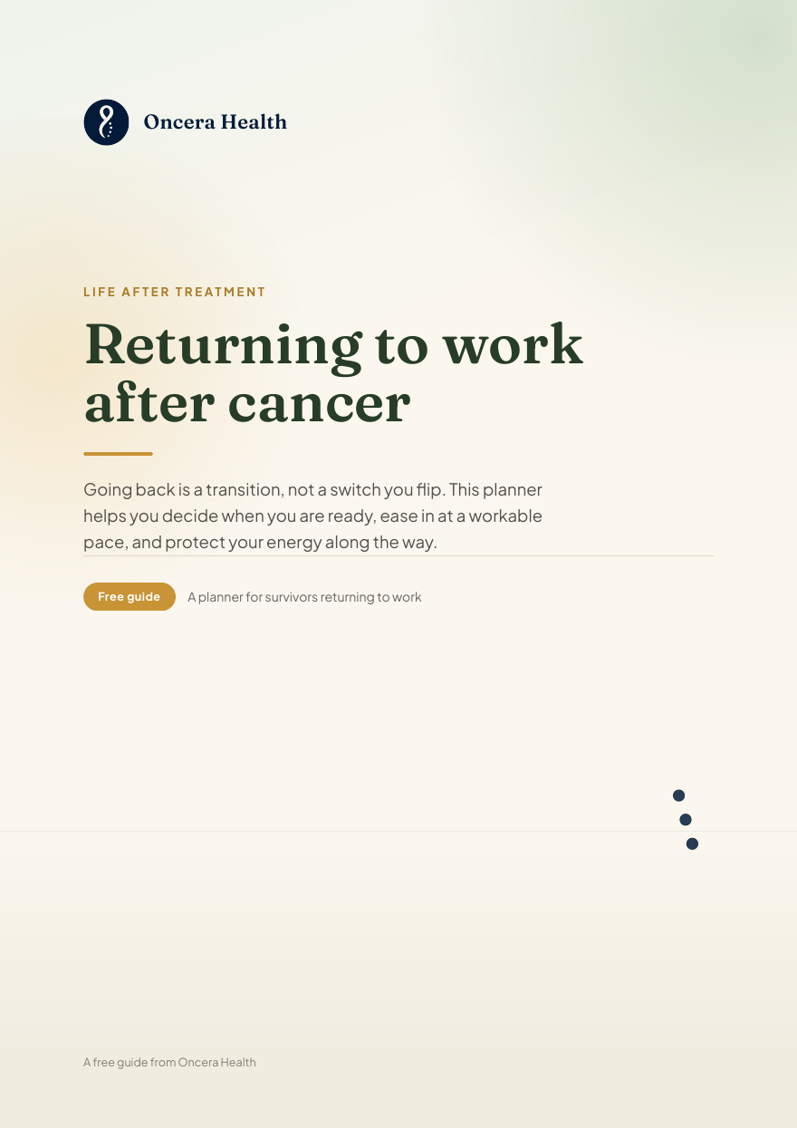 Cover of the Free return to work after cancer planner guide