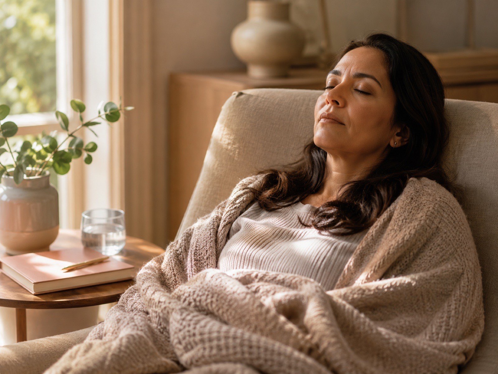 A cancer survivor resting and managing energy at home